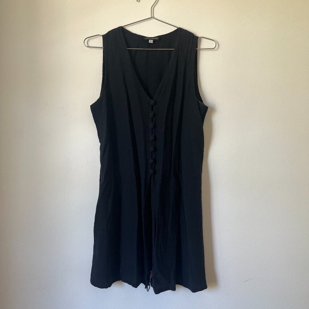 Vintage 1990s Minimal Sleeveless Black Vest Blouse
